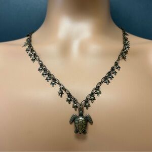Bronze Tone Turtle Pendant Necklace
